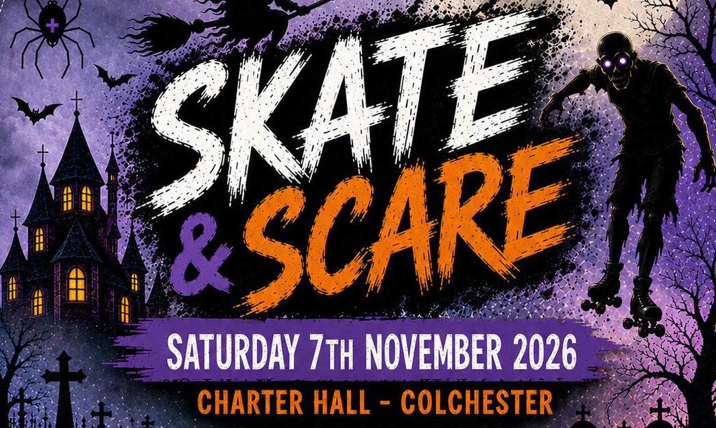 Rollerworld Skate & Scare 2026. Saturday 7th November. Colchester Charter Hall.